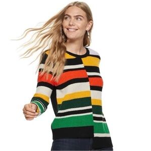 Nine West Women's Multicolor Striped Asymmetrical Hem Sweater XS